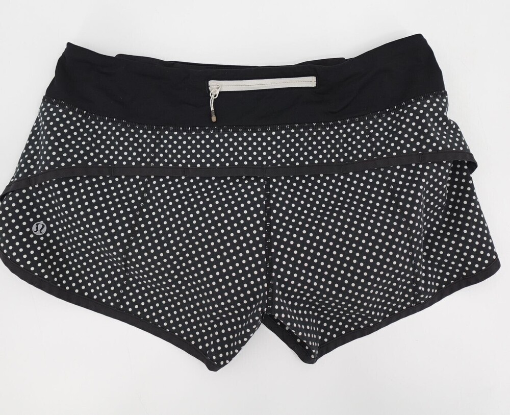 Lululemon Shorts Womens 6 Black Speed Up Polka Dot Athletic Running Workout line